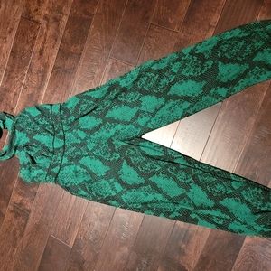 New York & Company Green snake print jumpsuit